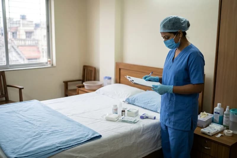 Home bedside clinical setup for post-cardiac surgery pacemaker incision recovery